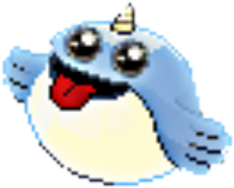 Pixelated Narwhal Cartoon Character