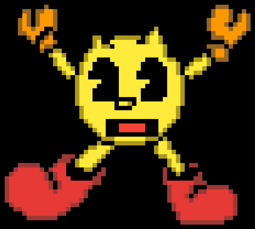 Pixelated Pacman Victory Pose