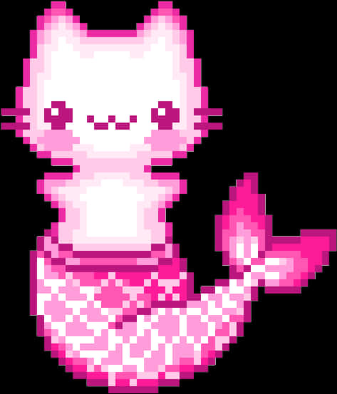 Pixelated Pink Mermaid Cat