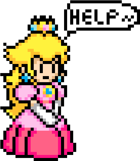 Pixelated Princess Peach Help Sign