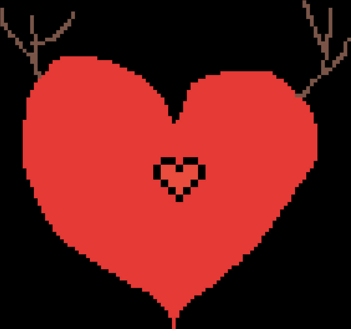 Pixelated Red Heartwith Antlers