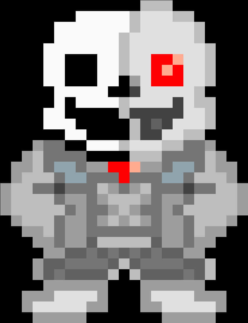 Pixelated Skeleton Character