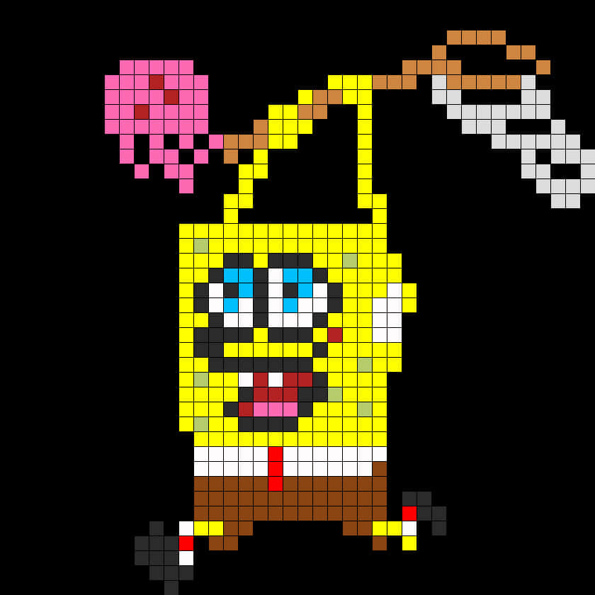 Pixelated Sponge Bob Jellyfishing