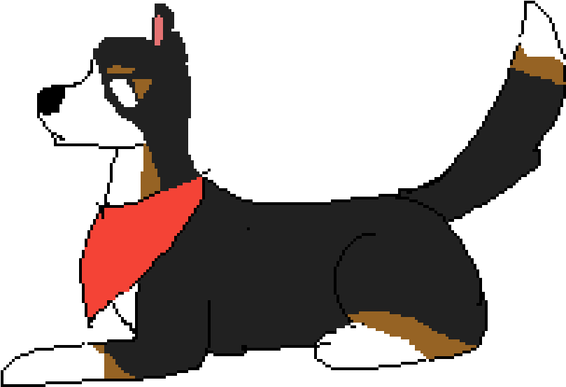 Pixelated Tricolor Dog With Bandana