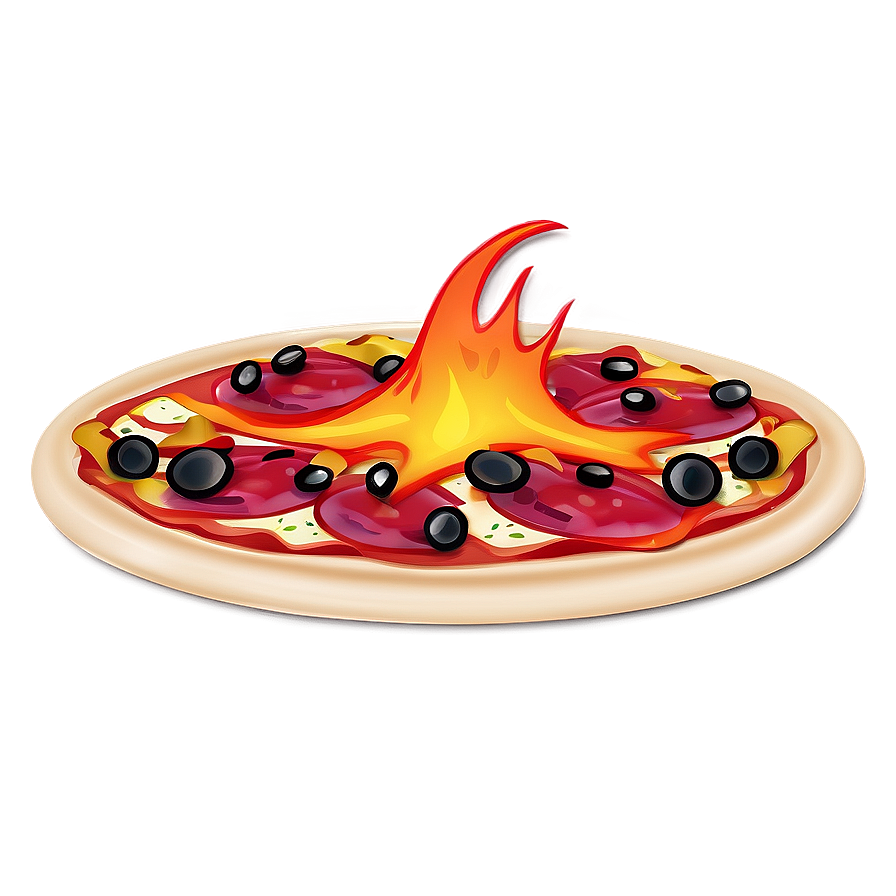 Pizza Cartoon With Flames Png 06272024