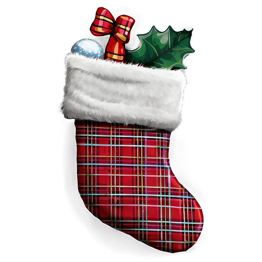 Plaid Christmas Stocking Png Xko40