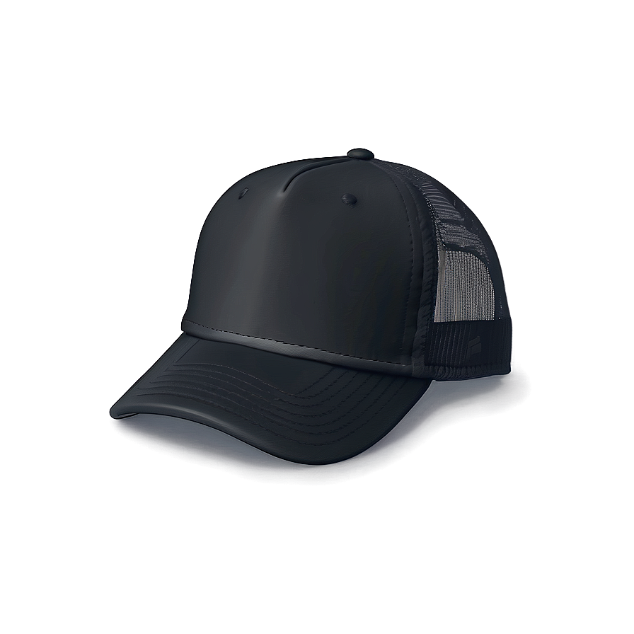 Plain Black Trucker Cap Png 06282024