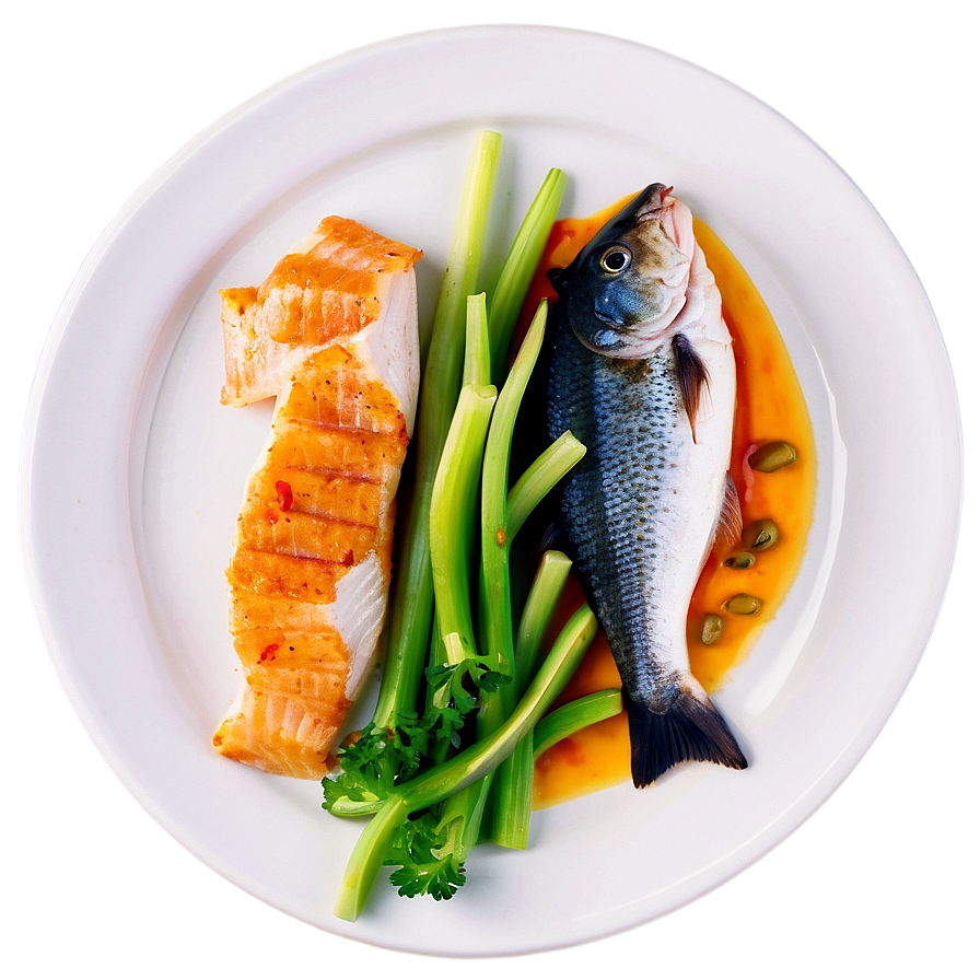 Plate Of Food With Fish Png 06262024