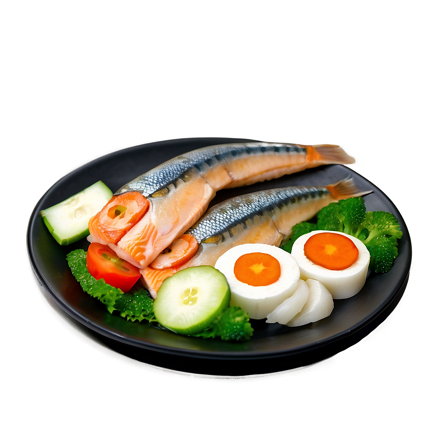 Plate Of Food With Fish Png Dgc