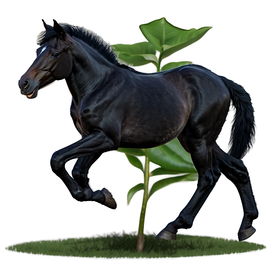 Playful Black Foal Horse Png 1