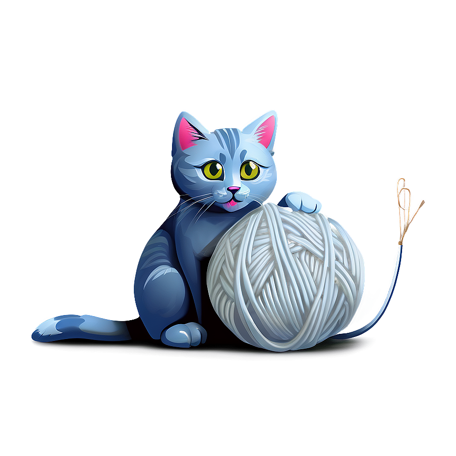 Playful Grey Cat With Yarn Png 06252024