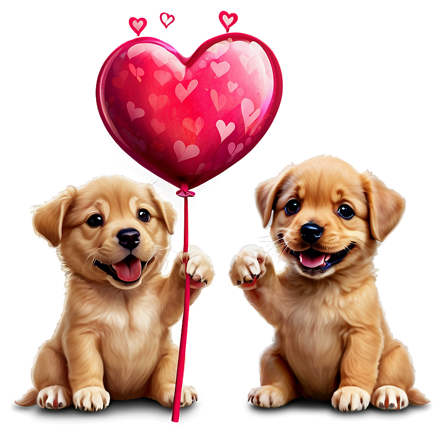 Playful Valentines Puppies Png 45