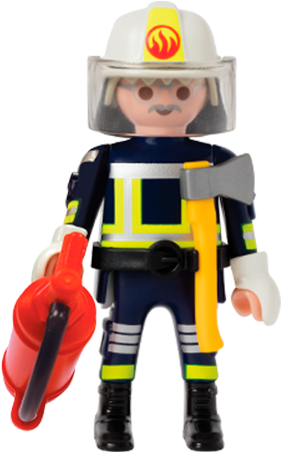 Playmobil Firefighter Figure With Axeand Extinguisher