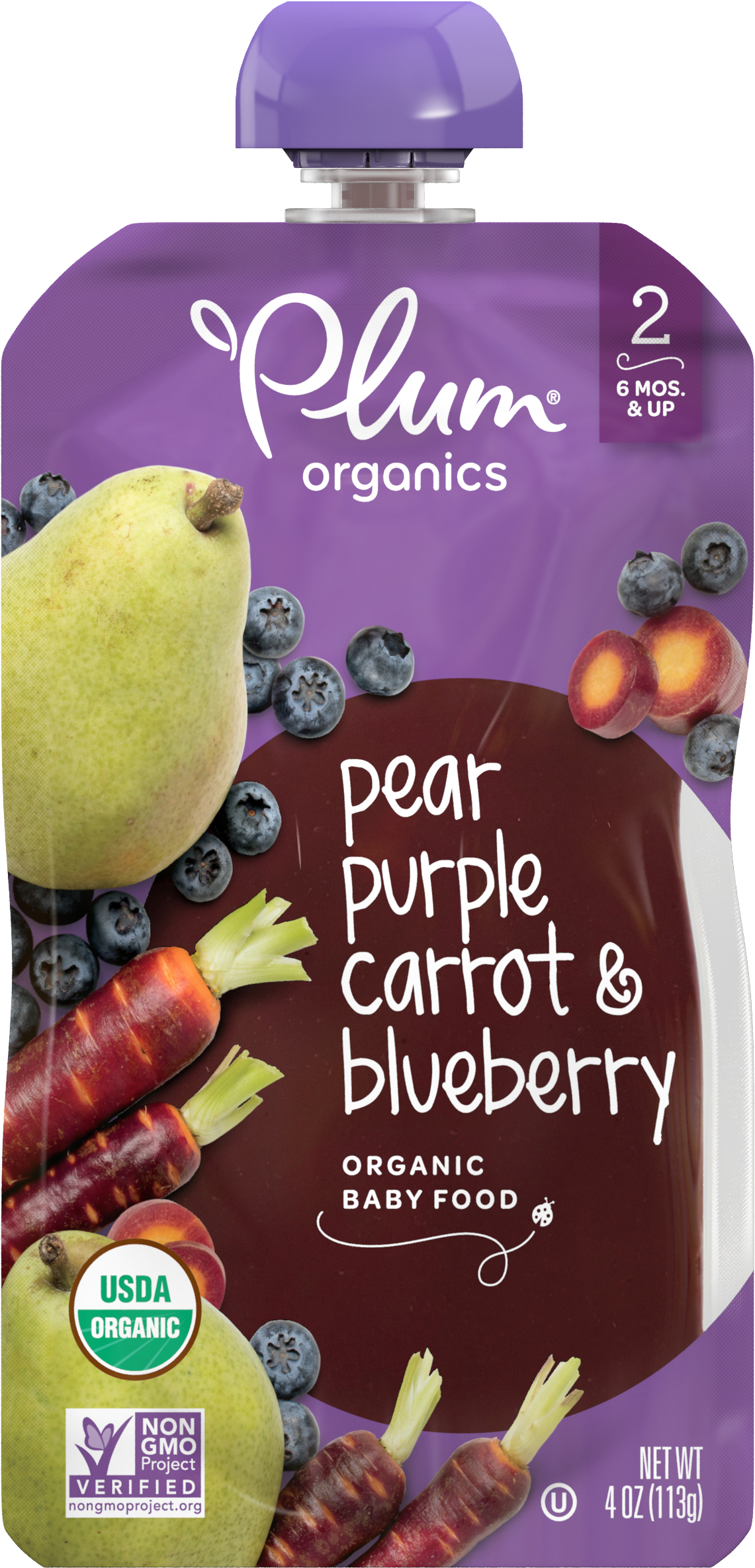 Plum Organics Pear Purple Carrot Blueberry Baby Food Pouch
