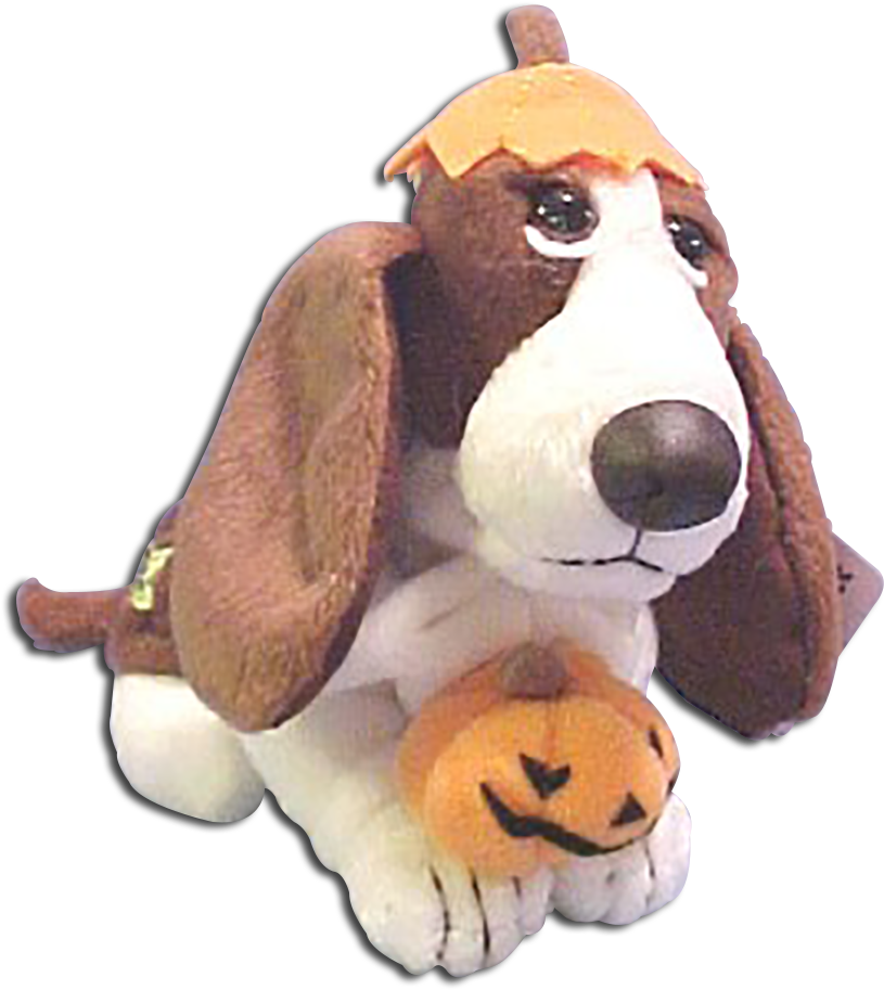 Plush Basset Hound With Pumpkin Toy