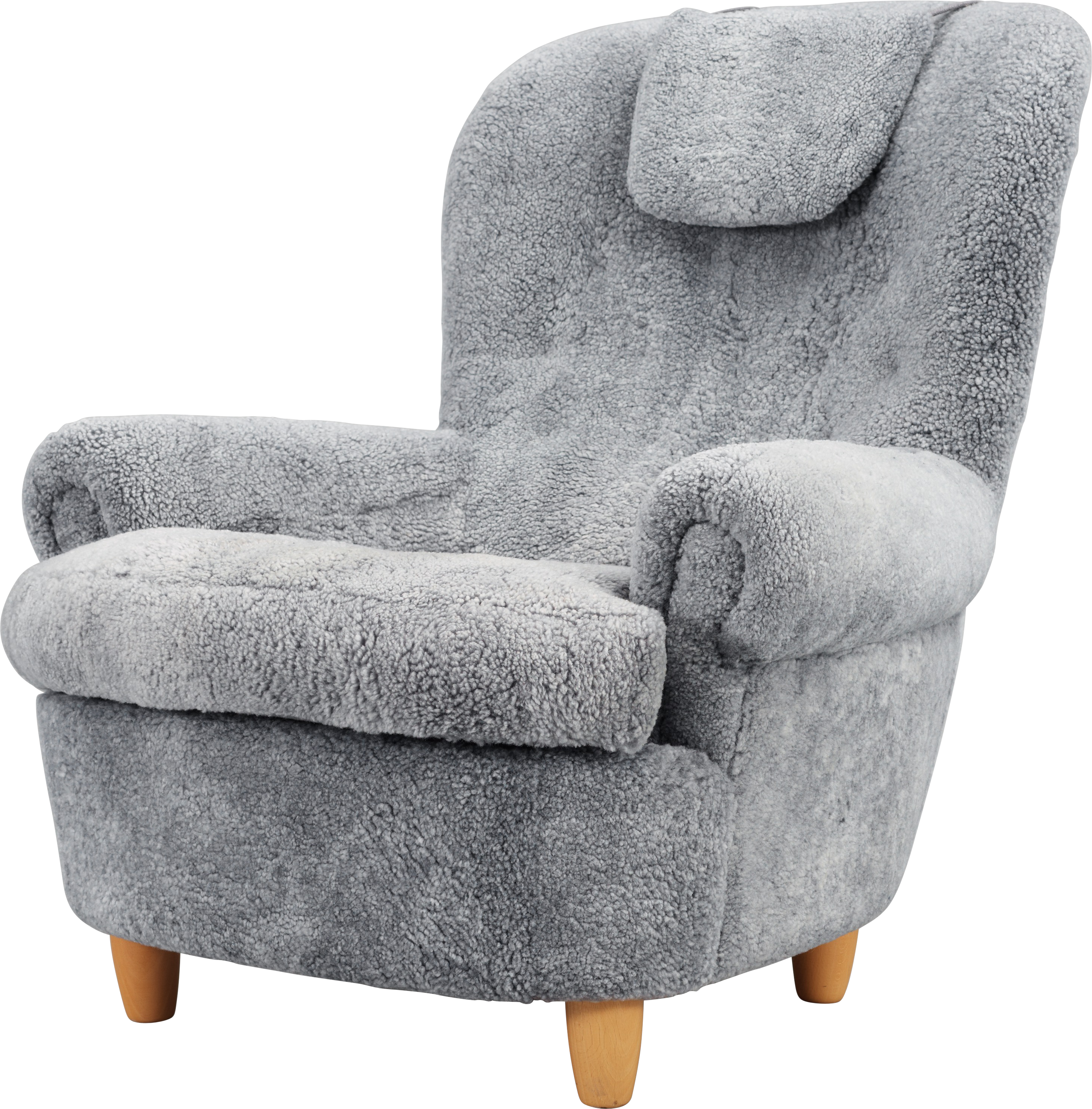 Plush Grey Armchair Isolated.png