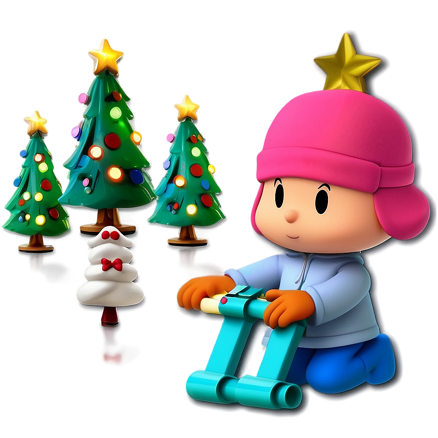 Pocoyo With Christmas Tree Png 05232024