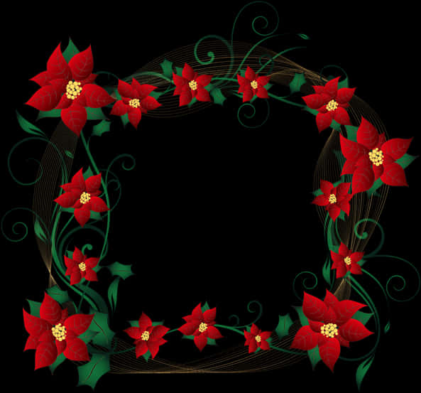 Poinsettia Floral Frame Design