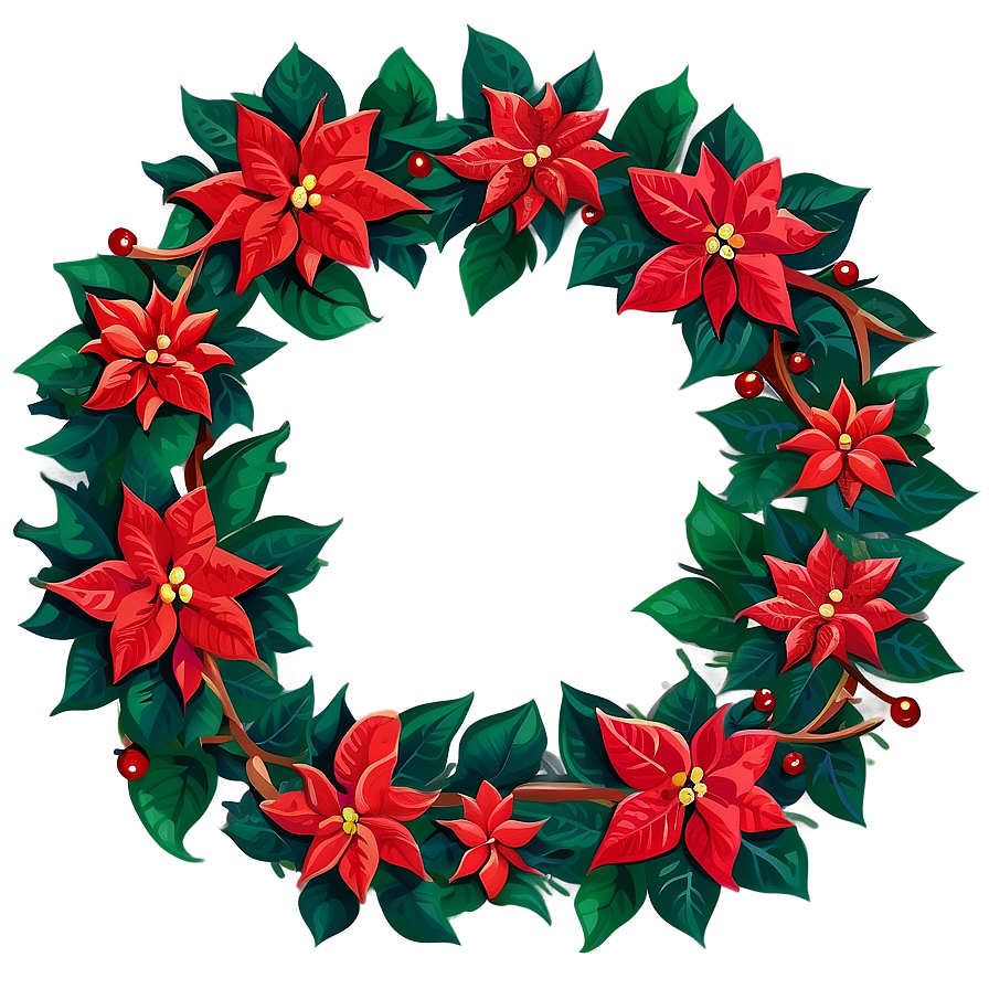 Poinsettia Wreath Png Hve