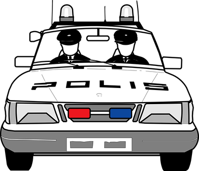 Police Car Front View Vector