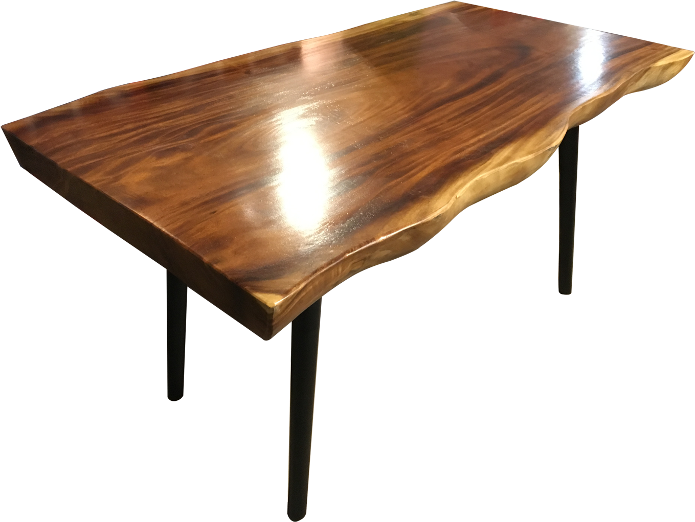 Polished Wooden Tablewith Black Legs