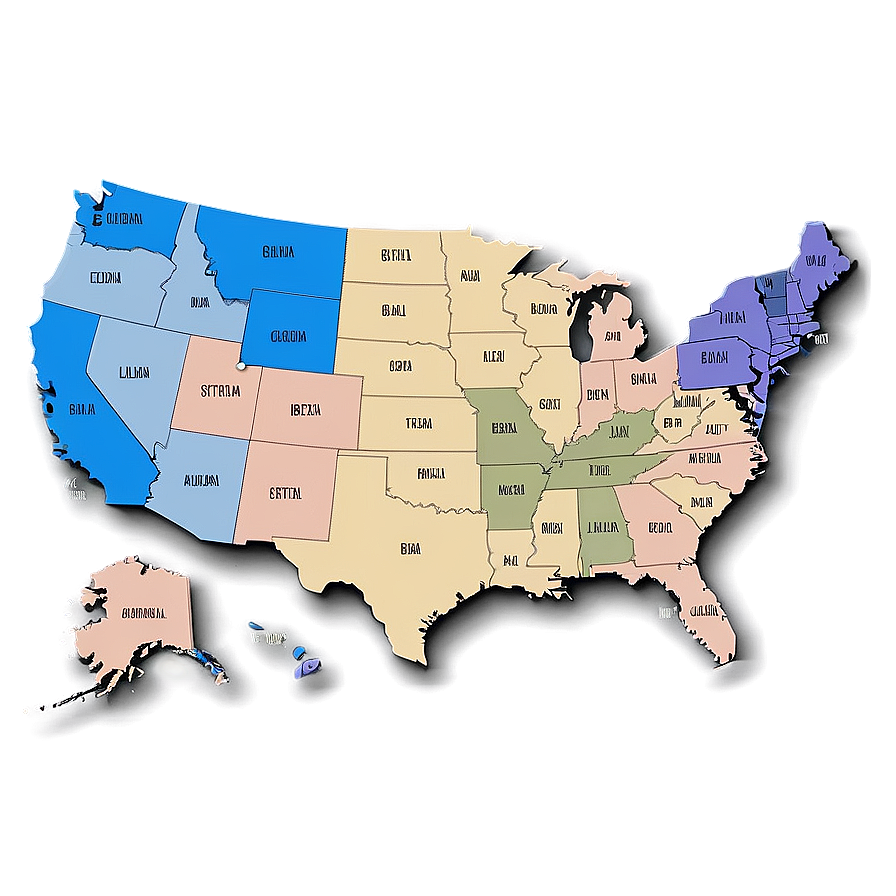 Political Usa States Map Png 93