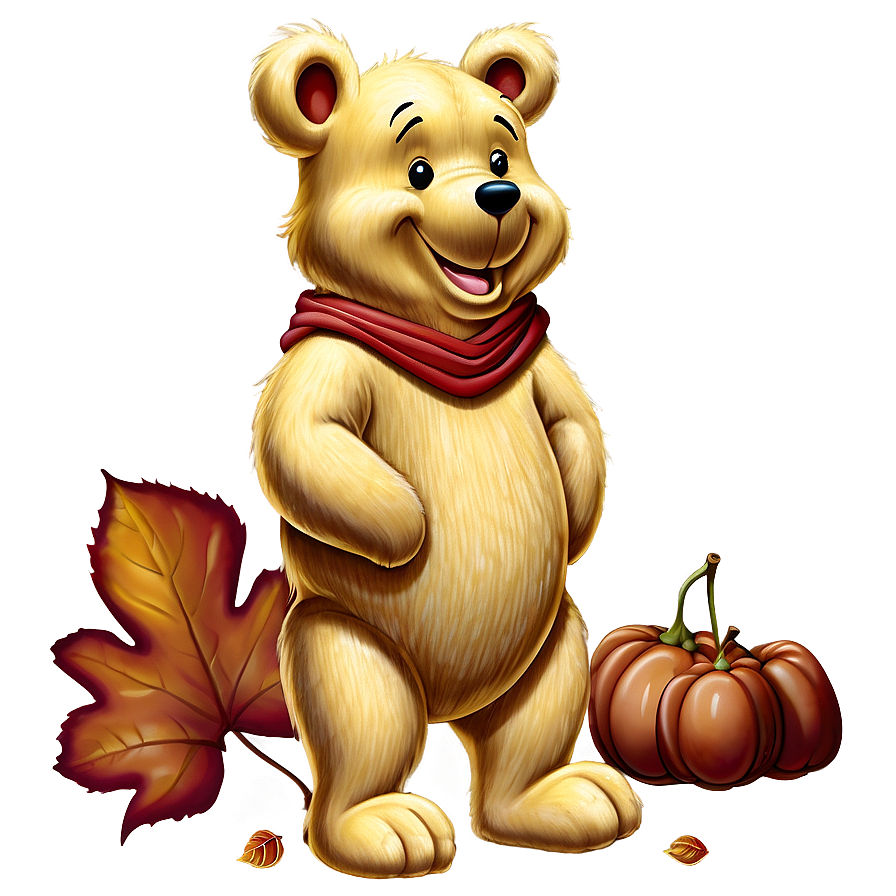 Pooh Bear In Autumn Png Swl