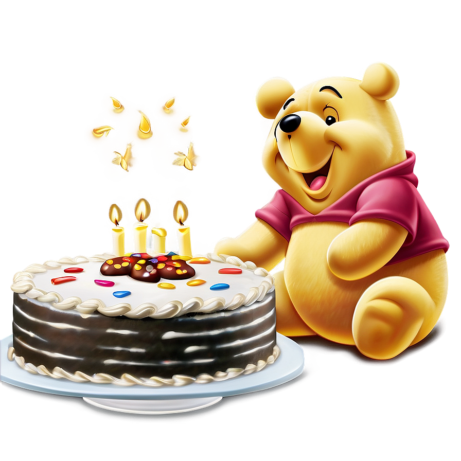 Pooh Bear With Cake Png Enq