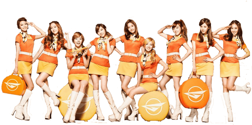 Pop_ Group_in_ Orange_ Attire