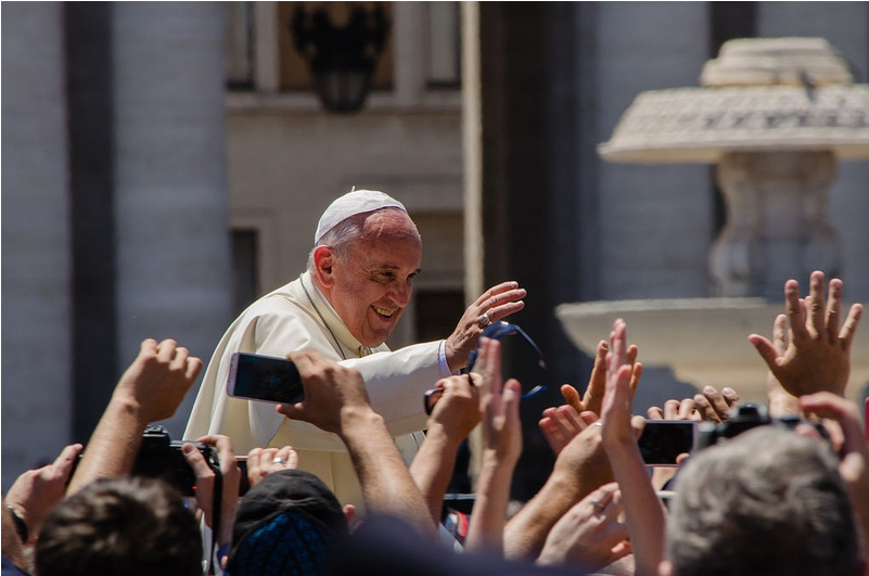 Pope Greeting Crowd