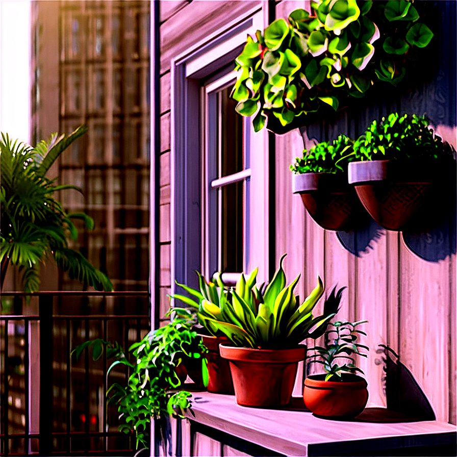 Potted Plants In Balcony Settings Png Axl