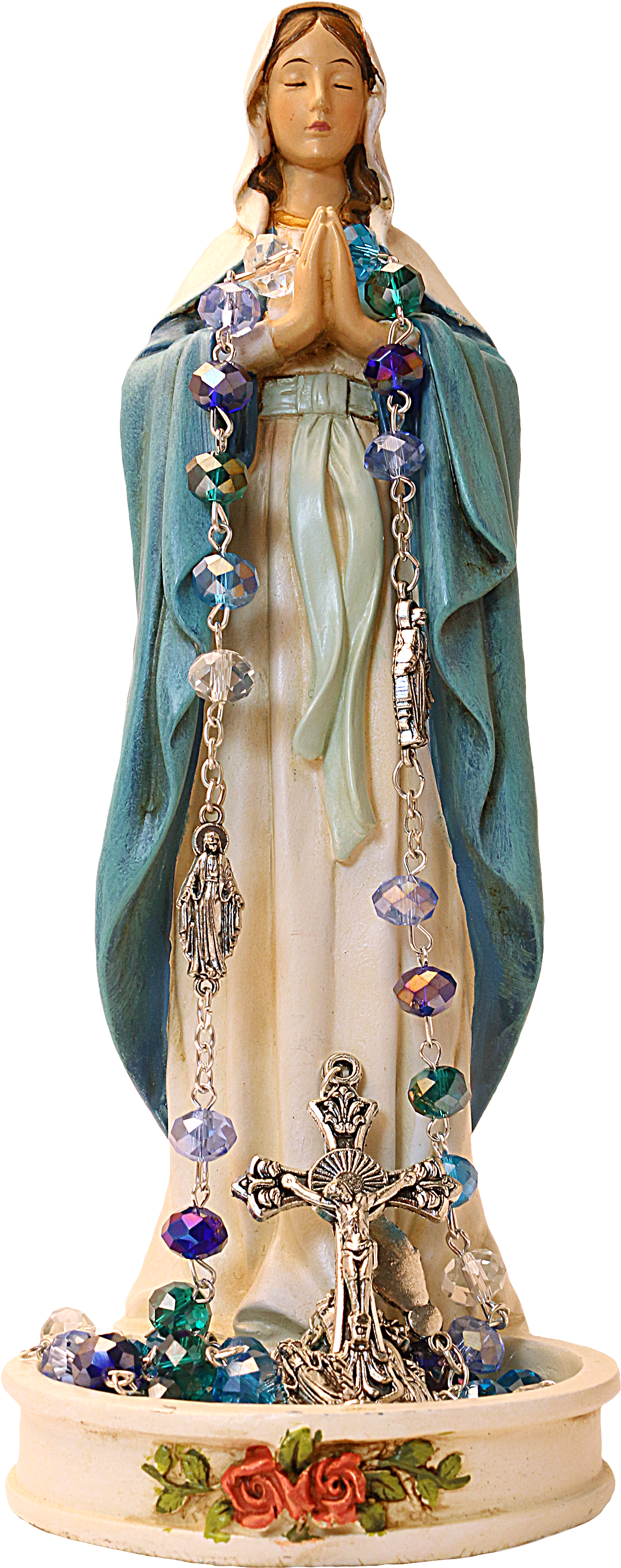 Praying Maria Statuewith Rosary