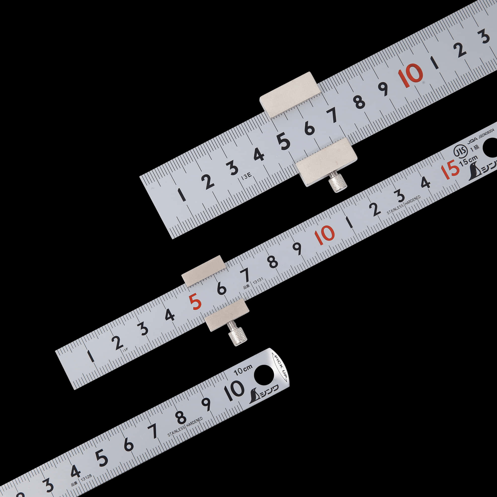 Precision Metal Rulers Black Background