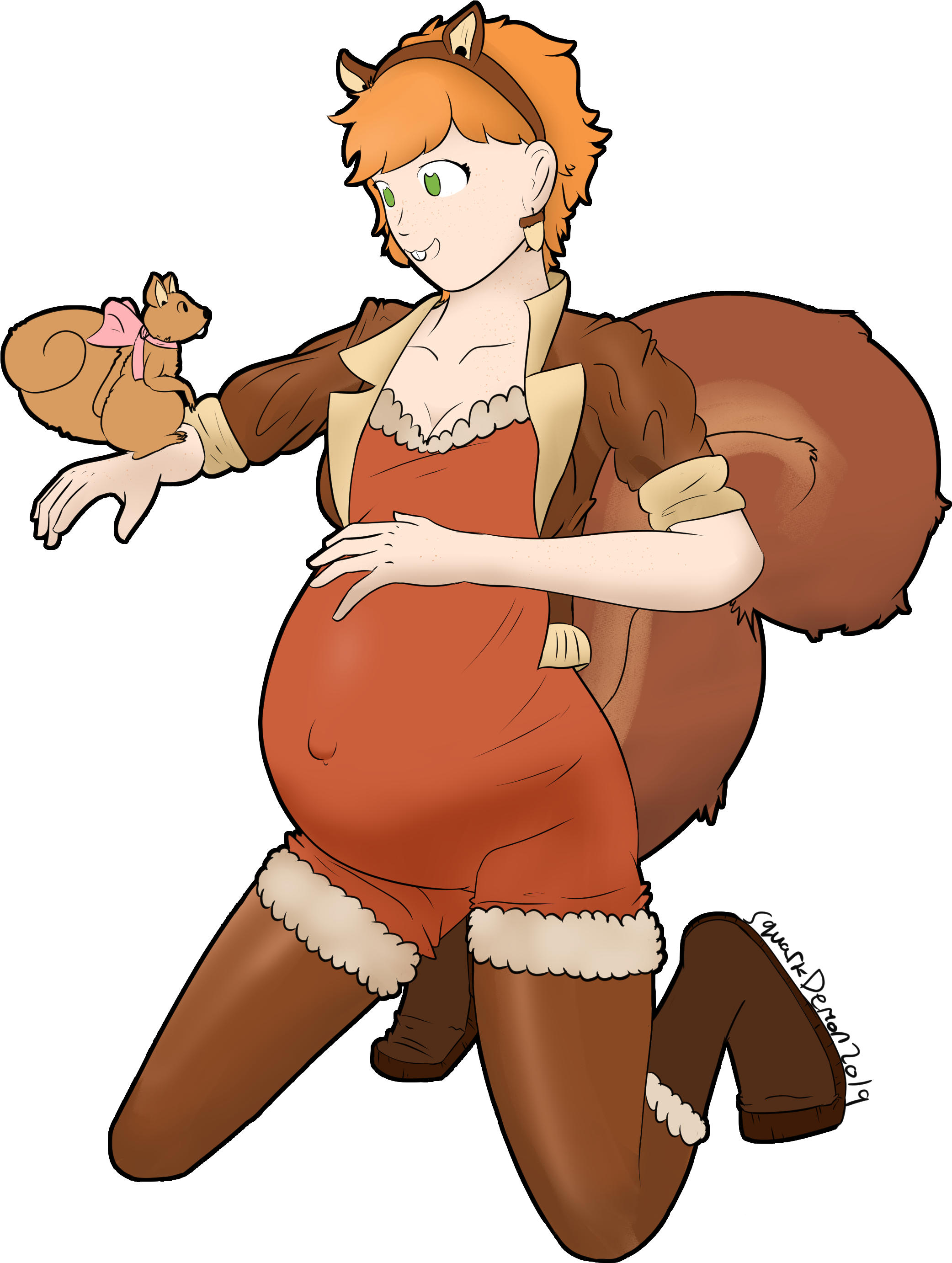 Pregnant_ Anthropomorphic_ Fox_ Character_with_ Squirrel