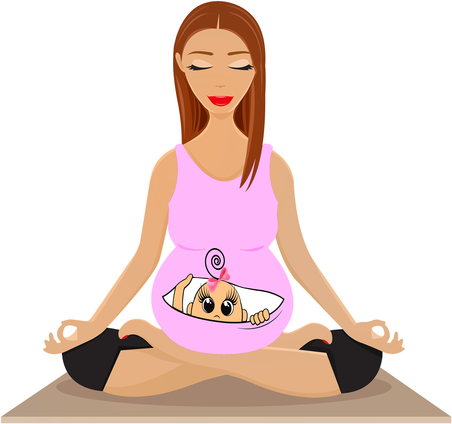 Pregnant Woman Meditation Cartoon