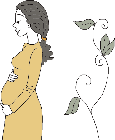 Pregnant Womanand Plant Illustration