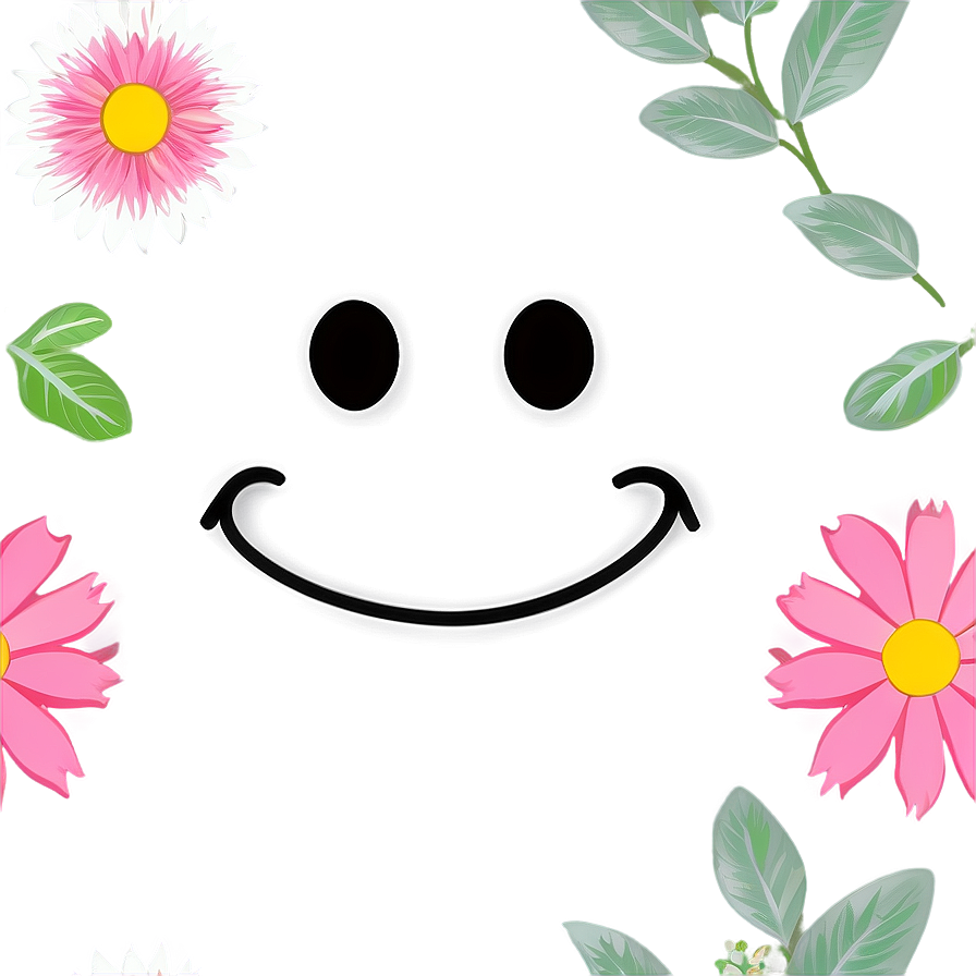 Preppy Smiley Face With Flowers Png 06202024