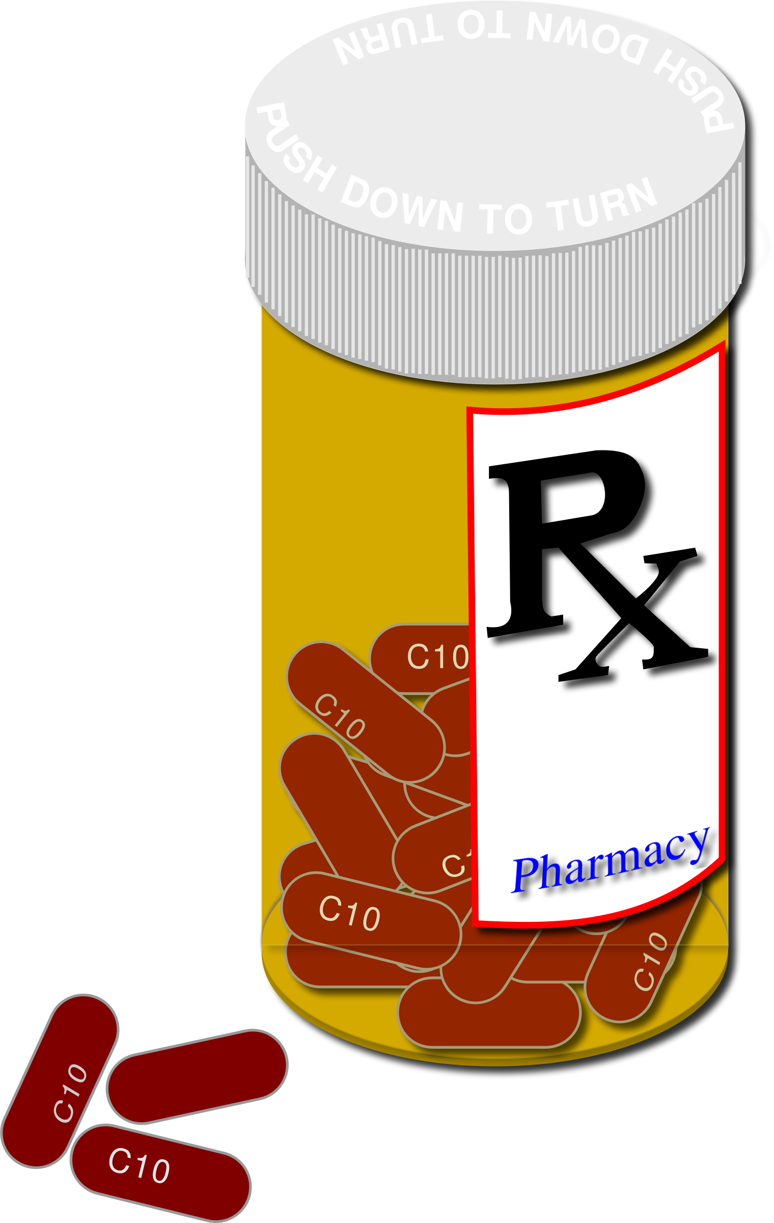 Prescription Medication Bottle With Pills