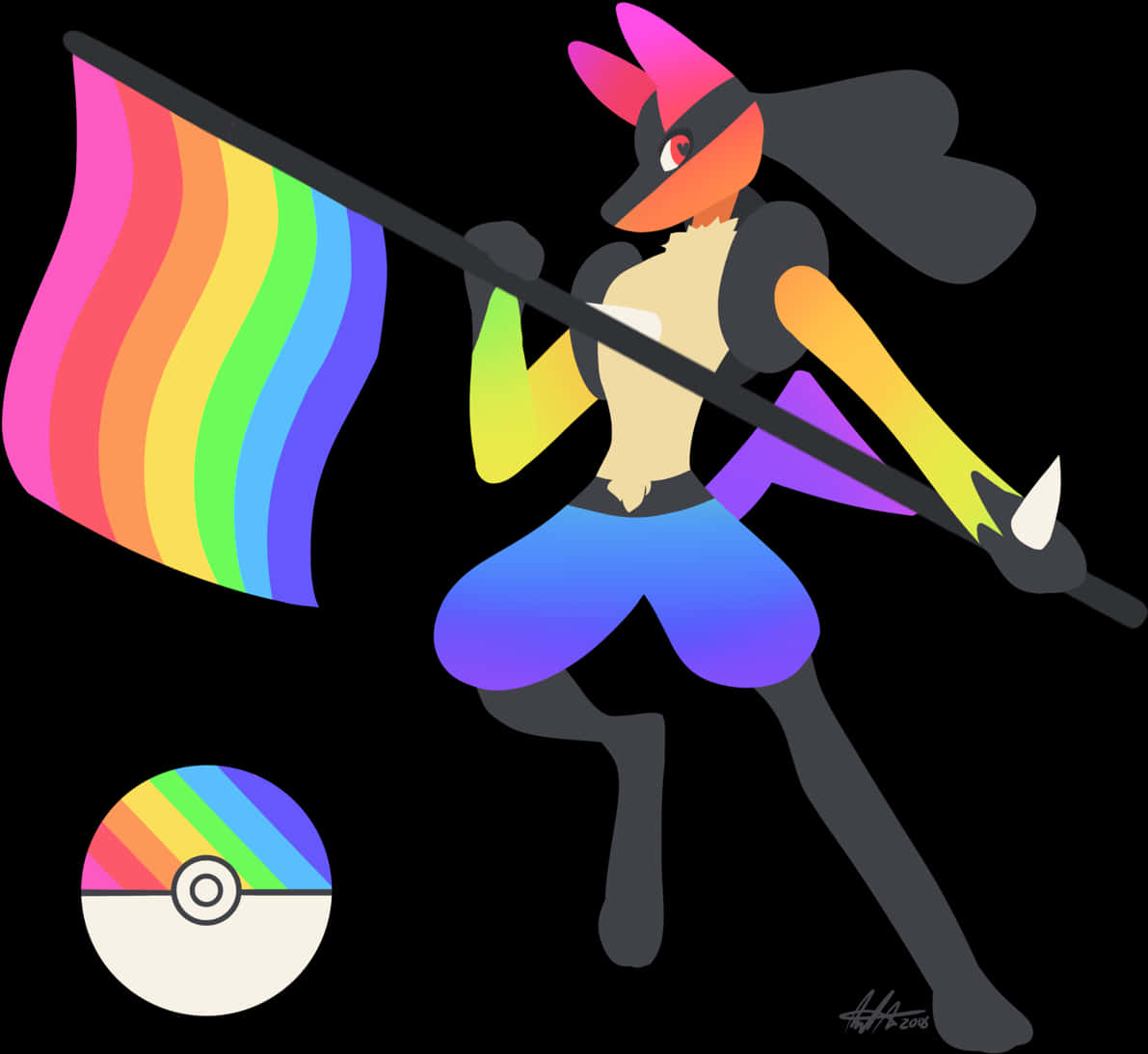 Prideful Lucariowith Flag