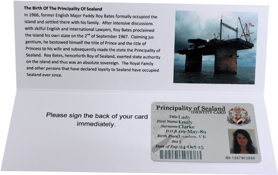Principalityof Sealand Identity Cardand History