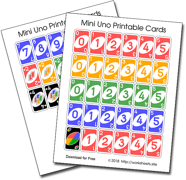 Printable Mini Uno Cards Sheets