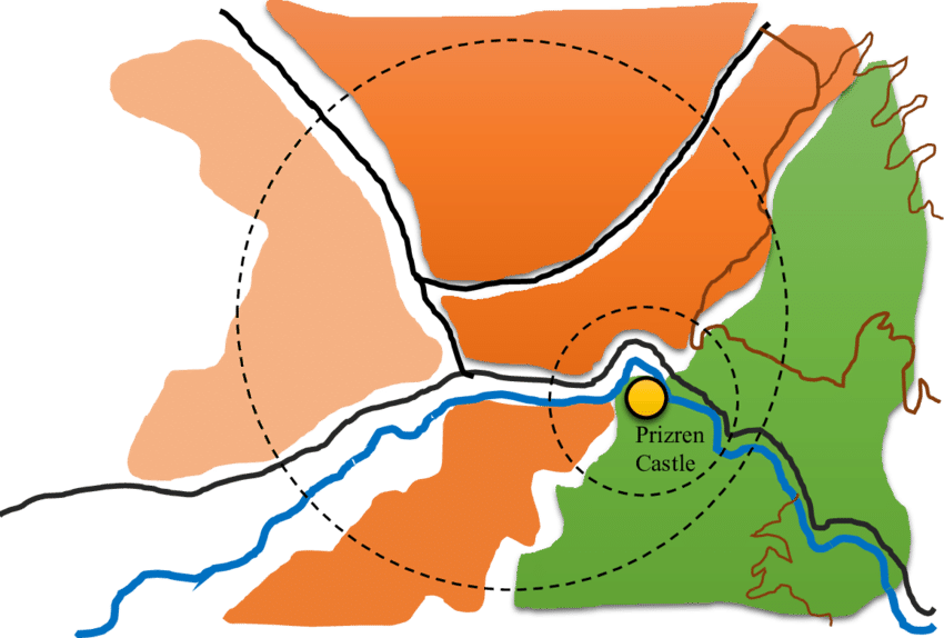 Prizren Castle Map Illustration