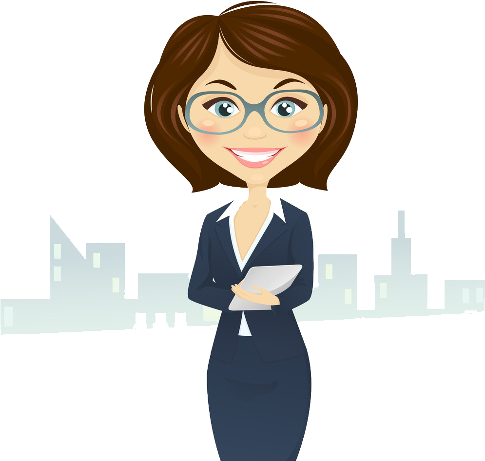 Professional Businesswoman Cartoon Character City Background.png