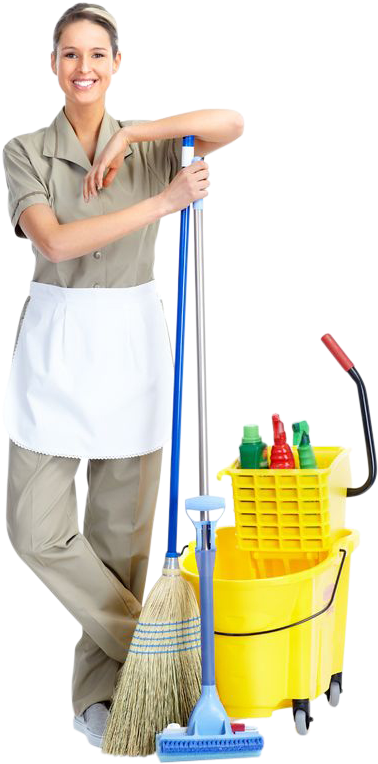 Professional Cleaning Service Worker With Equipment