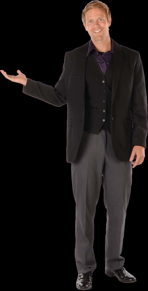 Professional Man Presenting Black Background