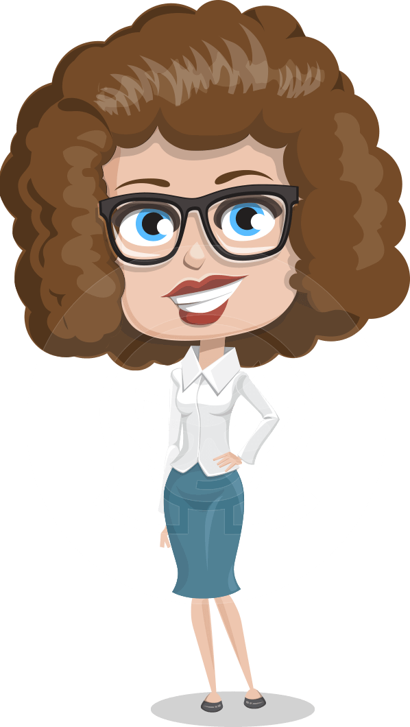 Professional Woman With Curly Hair Cartoon