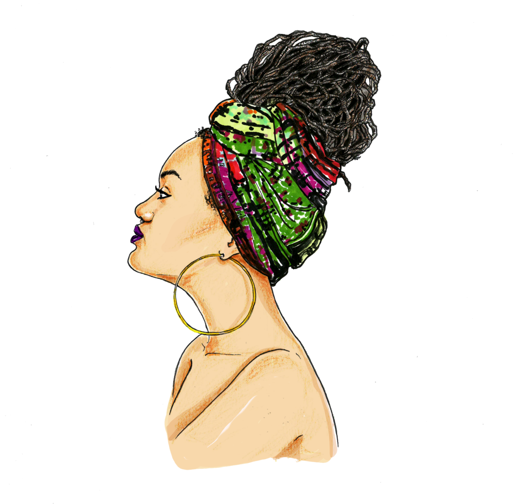 Profileof Womanwith Colorful Head Bandana