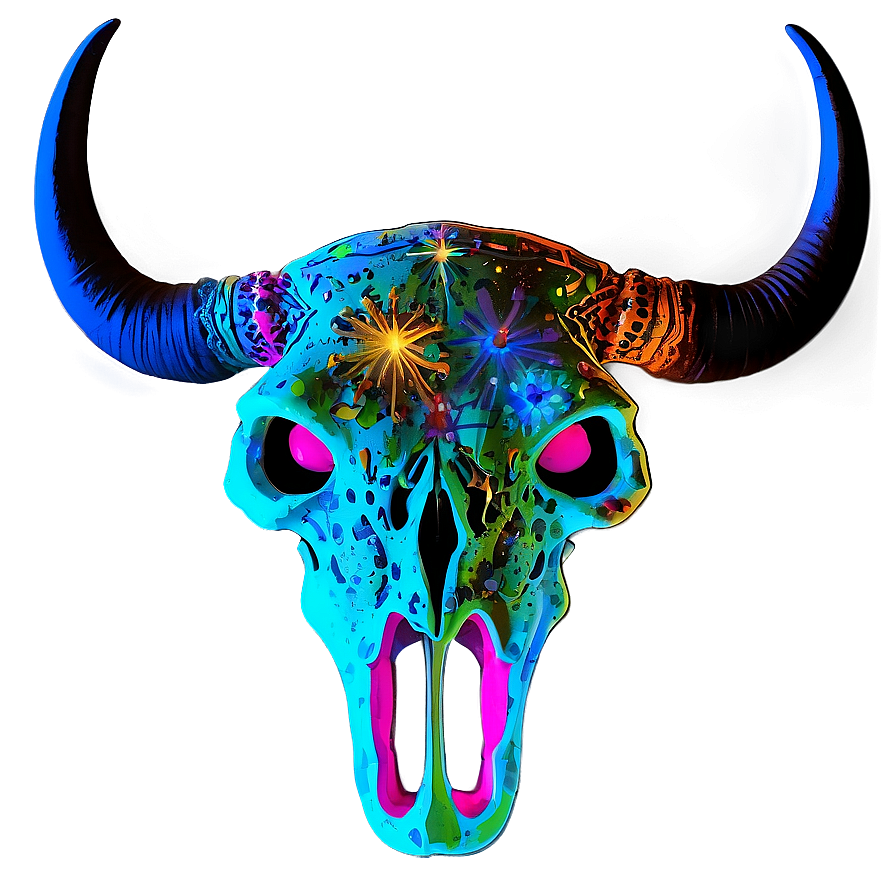 Psychedelic Cow Skull Png Lwy