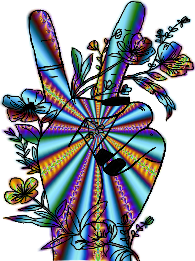 Psychedelic Peace Sign Floral Fractal Art