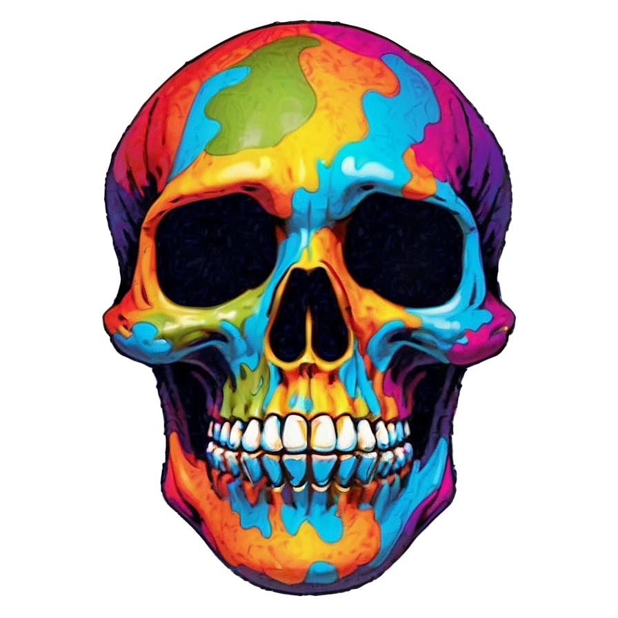 Psychedelic Skull Face Graphic Png Ynv